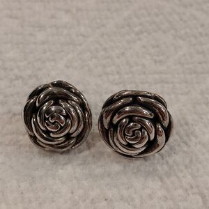 Silver Roses Stud Earrings